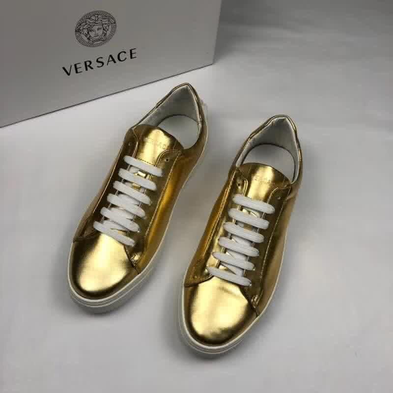 Versace Top Quality Casual Shoes Cowhide Bright Gold Men 3
