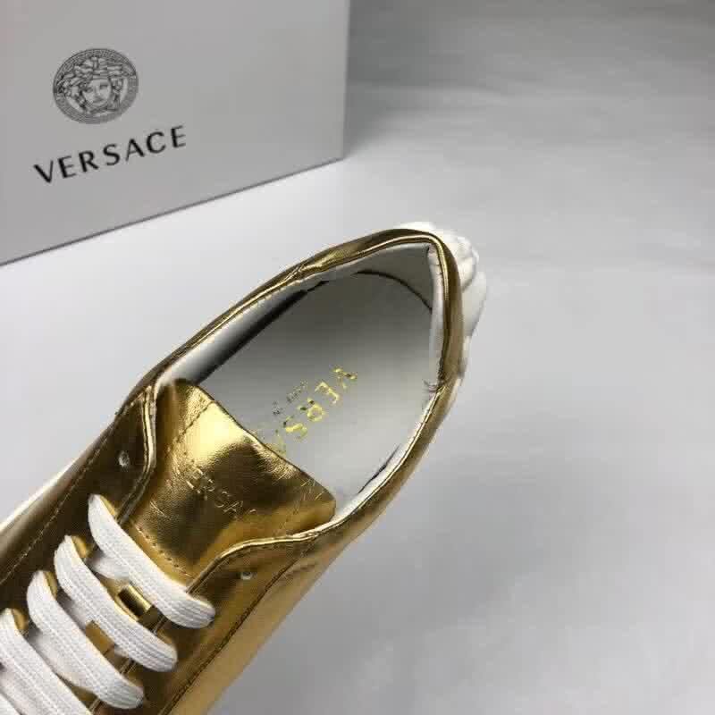 Versace Top Quality Casual Shoes Cowhide Bright Gold Men 4