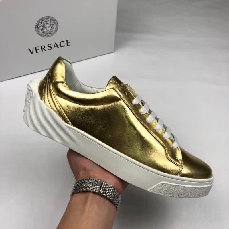 Versace Top Quality Casual Shoes Cowhide Bright Gold Men 9
