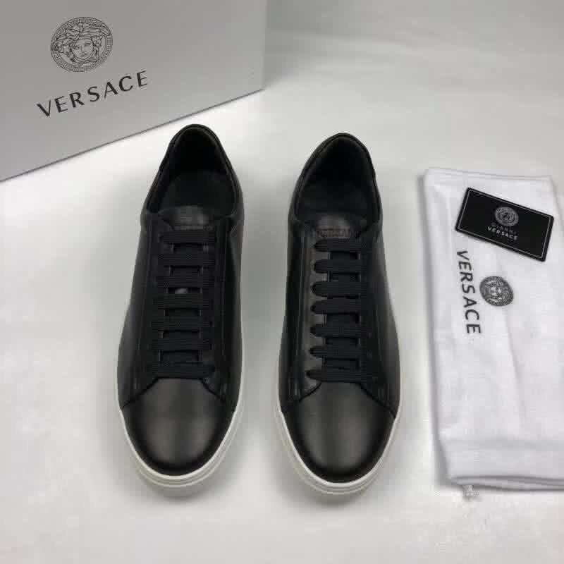 Versace Top Quality Casual Shoes Cowhide Pure Black Men 2