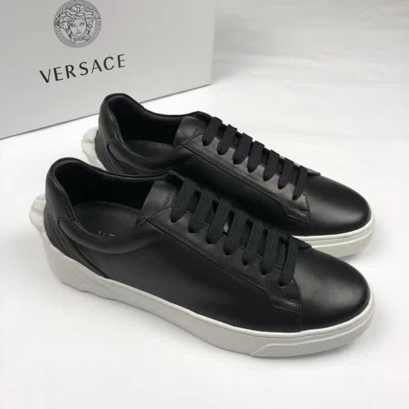 Versace Top Quality Casual Shoes Cowhide Pure Black Men 1