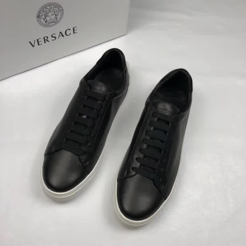 Versace Top Quality Casual Shoes Cowhide Pure Black Men 3