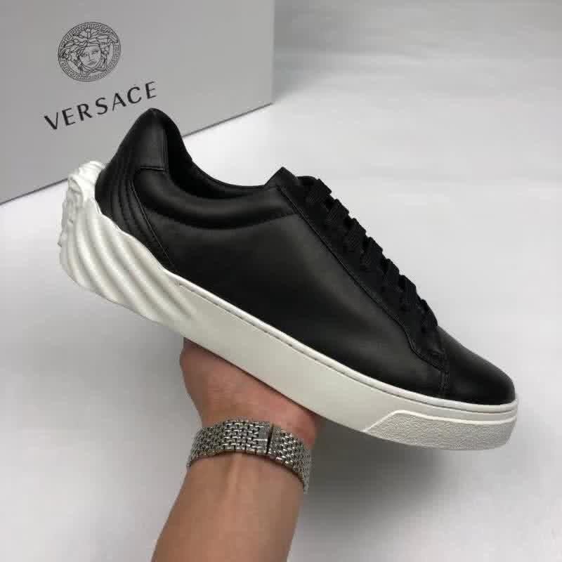 Versace Top Quality Casual Shoes Cowhide Pure Black Men 4
