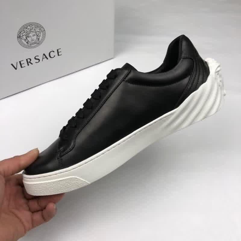 Versace Top Quality Casual Shoes Cowhide Pure Black Men 7