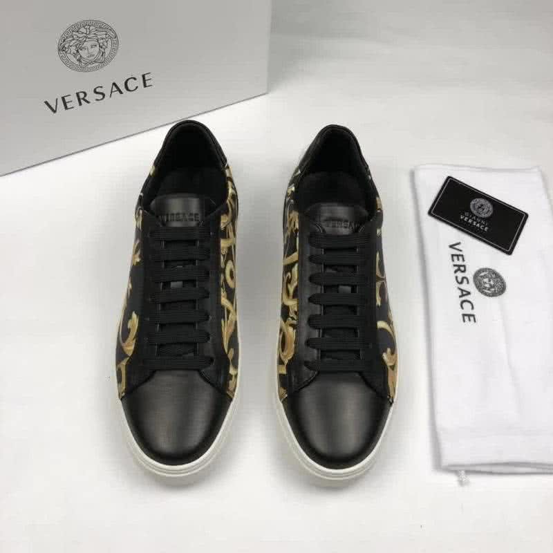 Versace Cowhide Leather Casual Shoes Non-slip Design Black  And Yellow Men 2