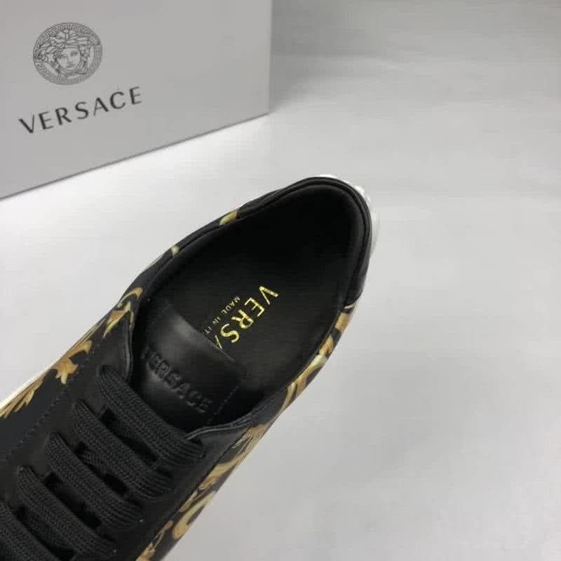 Versace Cowhide Leather Casual Shoes Non-slip Design Black  And Yellow Men 5