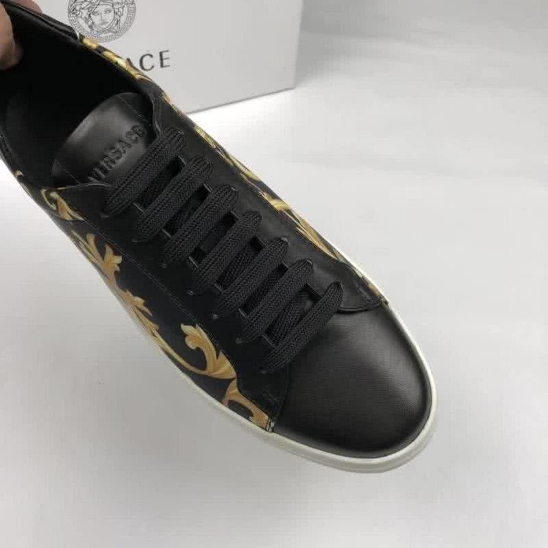 Versace Cowhide Leather Casual Shoes Non-slip Design Black  And Yellow Men 6