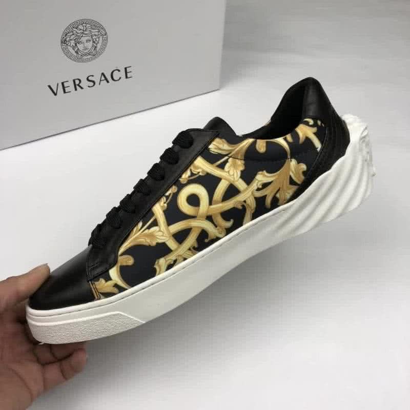 Versace Cowhide Leather Casual Shoes Non-slip Design Black  And Yellow Men 7