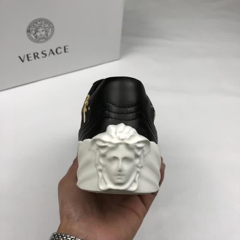 Versace Cowhide Leather Casual Shoes Non-slip Design Black  And Yellow Men 8