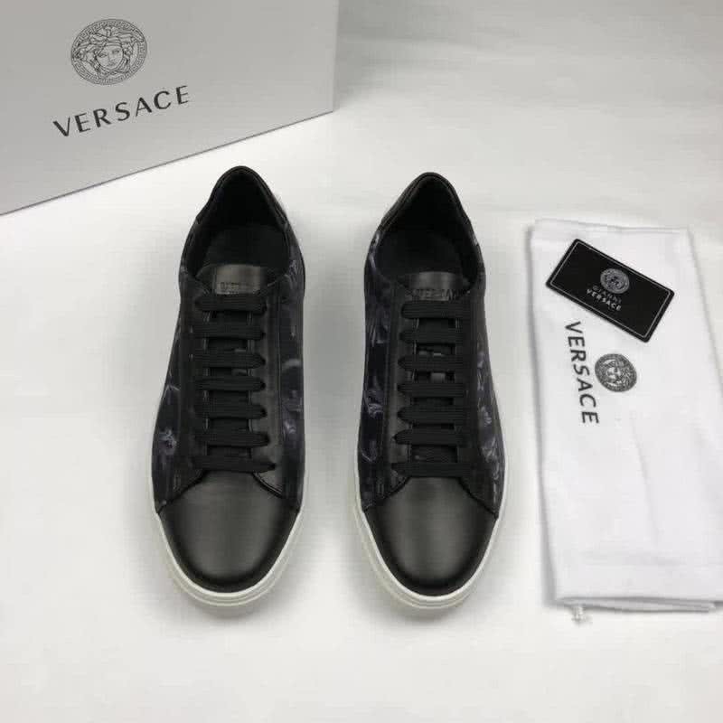 Versace Cowhide Leather Casual Shoes Non-slip Design Black Men 2