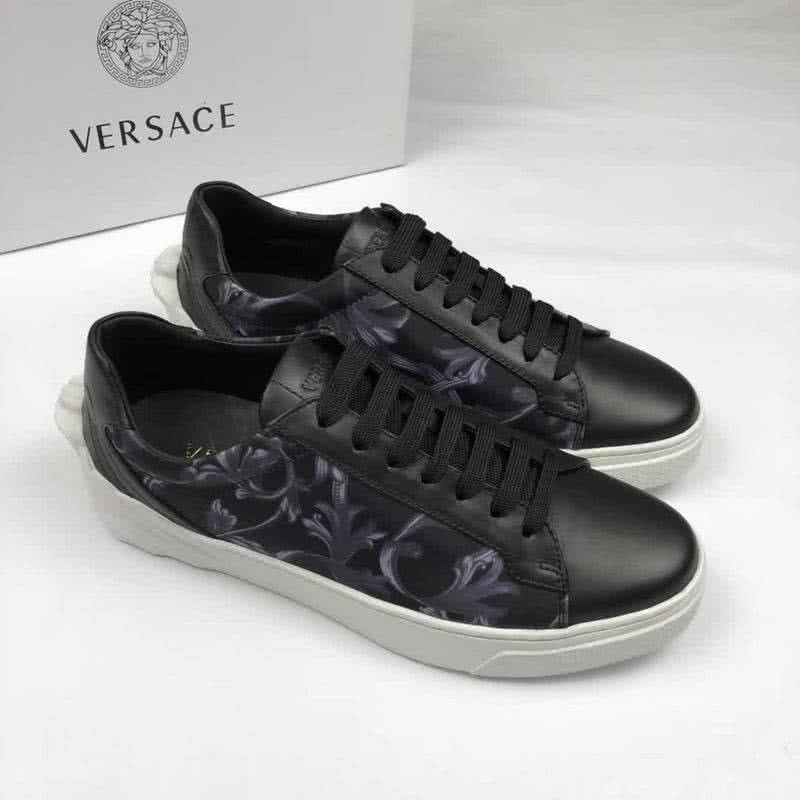 Versace Cowhide Leather Casual Shoes Non-slip Design Black Men 1