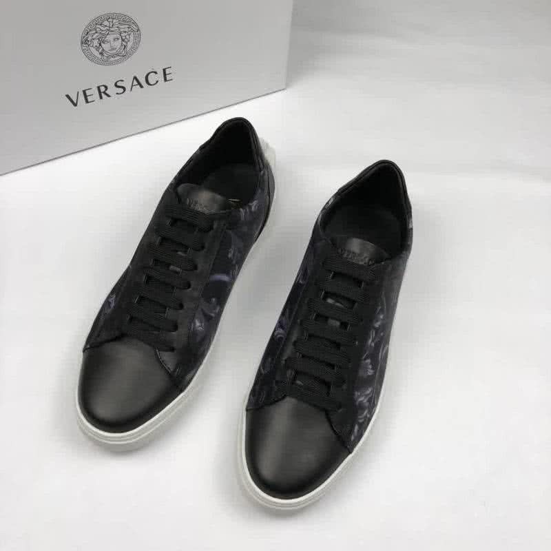 Versace Cowhide Leather Casual Shoes Non-slip Design Black Men 3