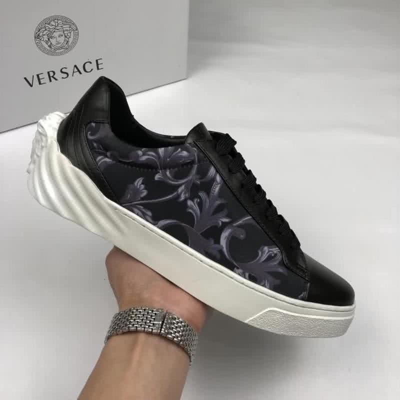 Versace Cowhide Leather Casual Shoes Non-slip Design Black Men 4