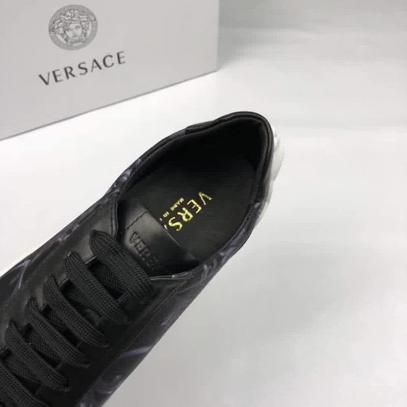 Versace Cowhide Leather Casual Shoes Non-slip Design Black Men 5