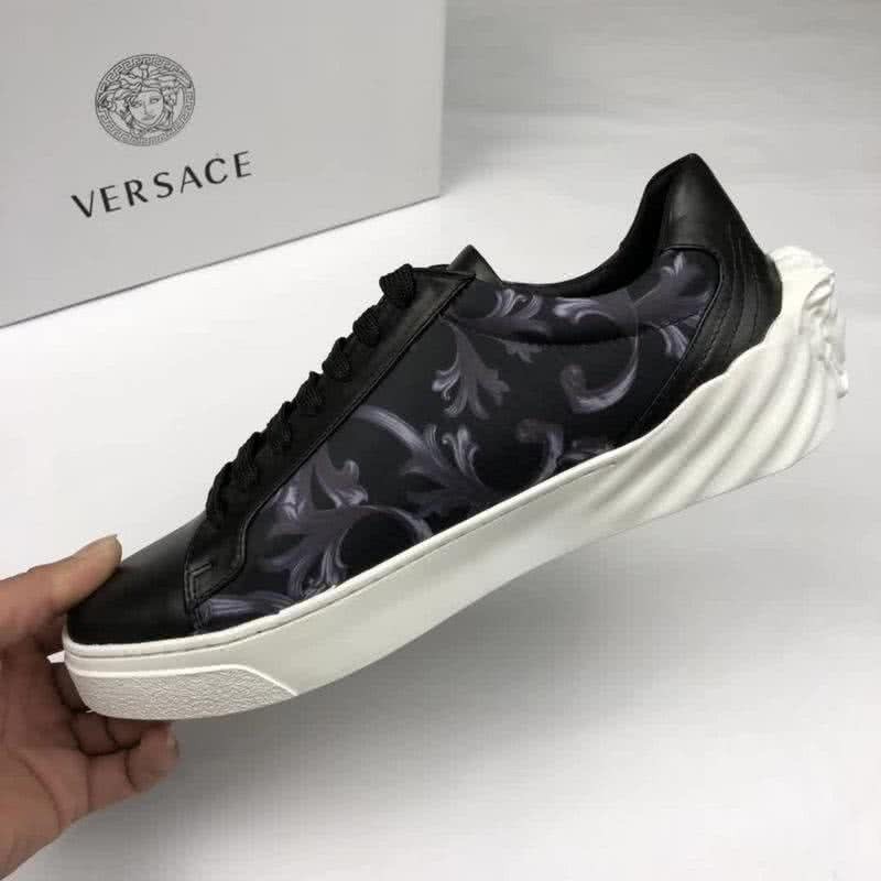Versace Cowhide Leather Casual Shoes Non-slip Design Black Men 7