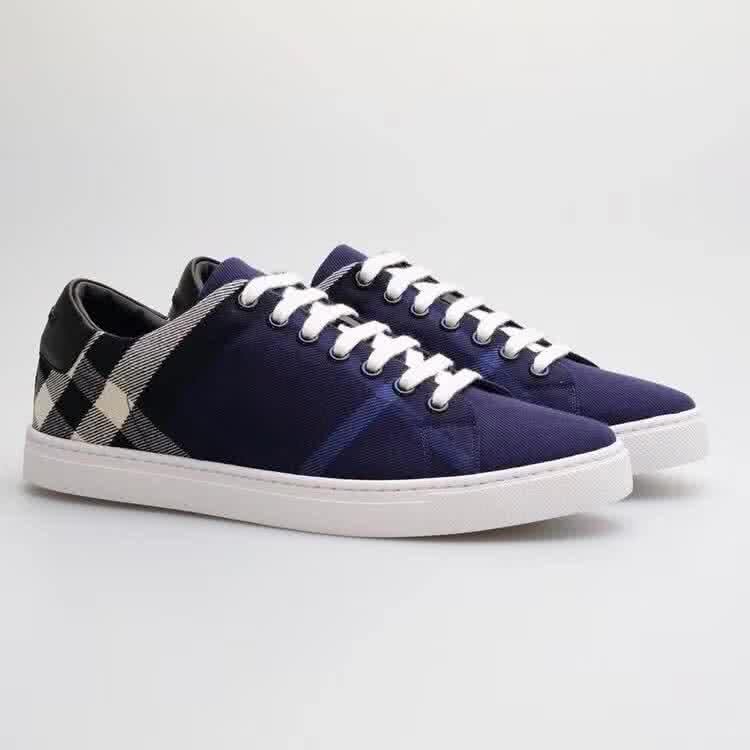 Burberry Fashion Comfortable Shoes Cowhide White And Blue Men 2