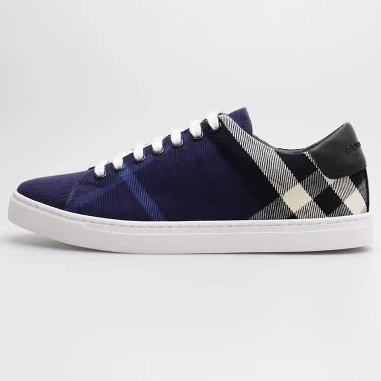 Burberry Fashion Comfortable Shoes Cowhide White And Blue Men 4