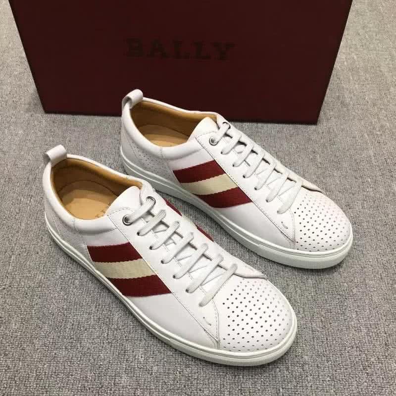 Bally Fashion Leather Shoes Cowhide Red And White Men 3