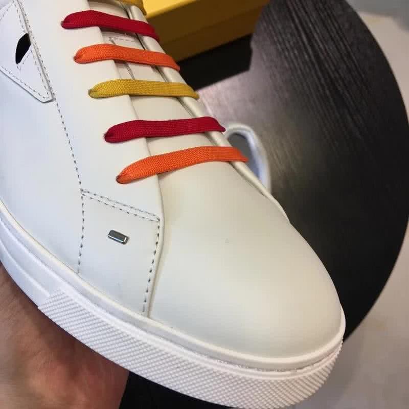 Fendi Sneakers Orange Shoelaces White Men 8