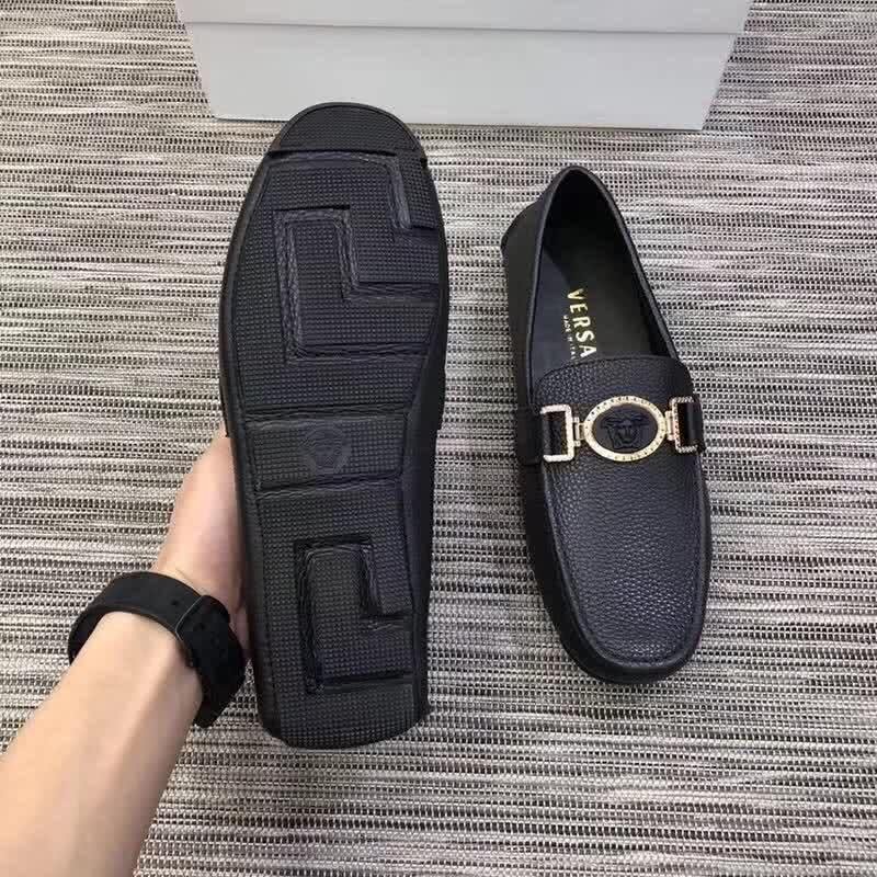 Versace Classic Loafers Pattern Simple Black Men 5
