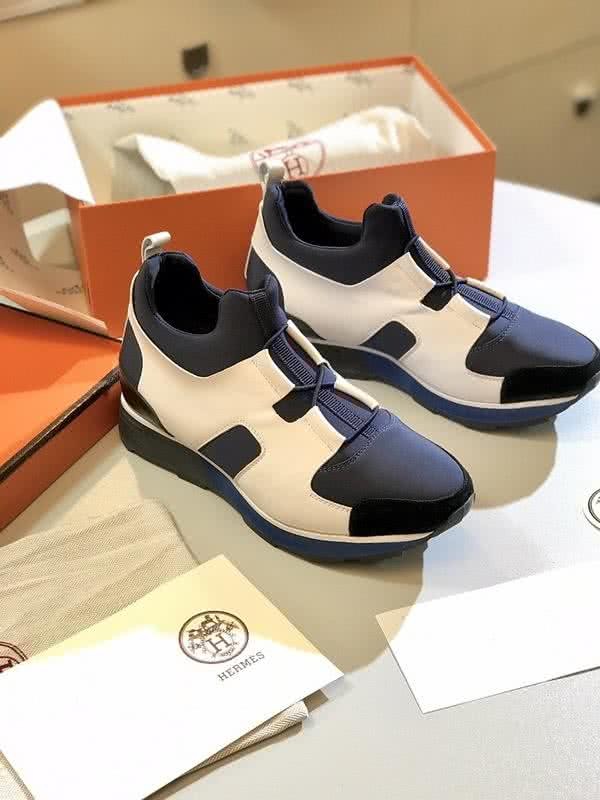 Hermes Fashion Comfortable Shoes Cowhide Black And White Men 4