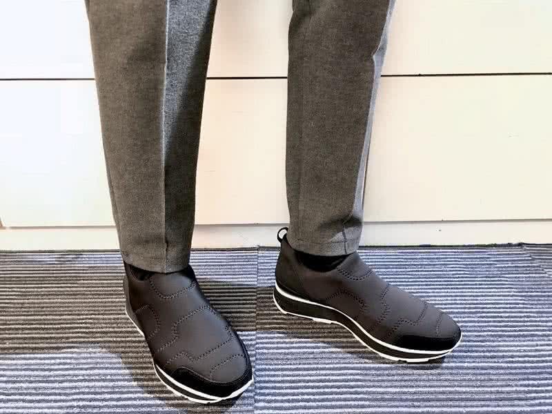Hermes Fashion Comfortable Shoes Cowhide Black Grey Men 4