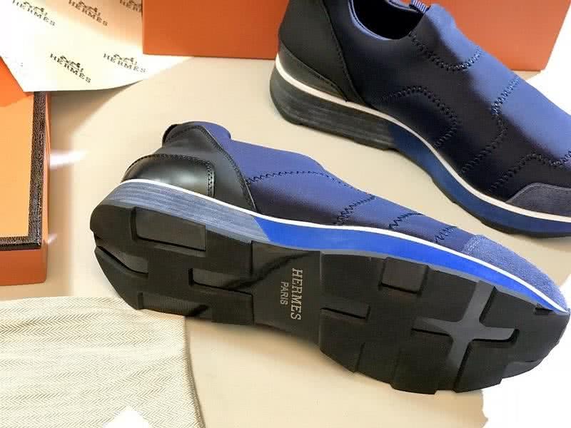 Hermes Fashion Comfortable Shoes Cowhide Blue Men 3