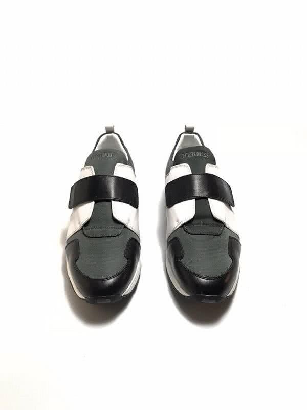 Hermes Fashion Comfortable Shoes Cowhide Black And White Men 2