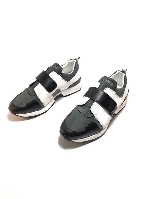 Hermes Fashion Comfortable Shoes Cowhide Black And White Men 6