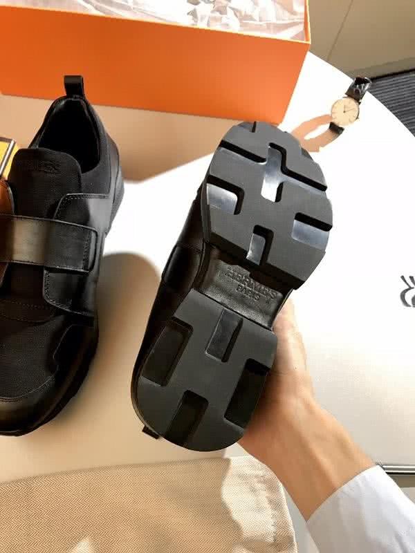 Hermes Fashion Comfortable Shoes Cowhide Black Men 7