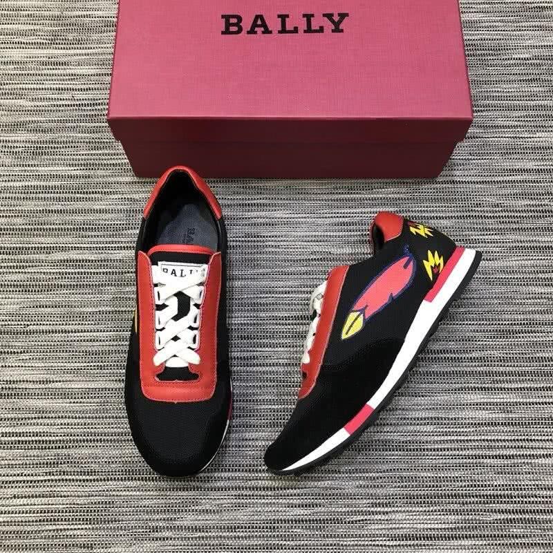 Bally Fashion Leather Shoes Cowhide Black And Red Men 1