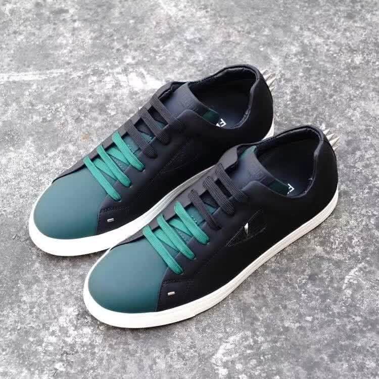 Fendi Sneakers Black And Green Upper White Sole Men 1
