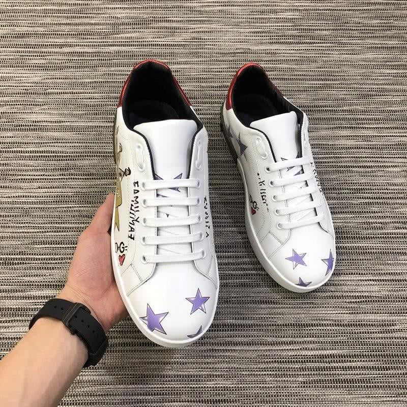 Dolce & Gabbana Sneakers Graffiti White Upper Black Inside Purple Stars Men 4