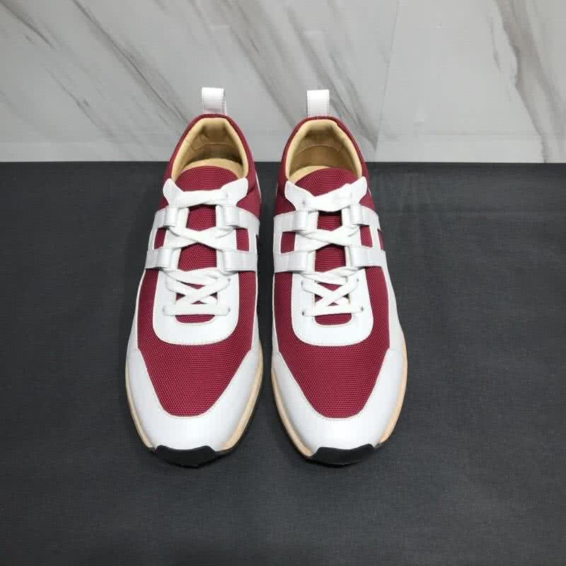 Hermes Fashion Comfortable Shoes Cowhide White And Red Men 2