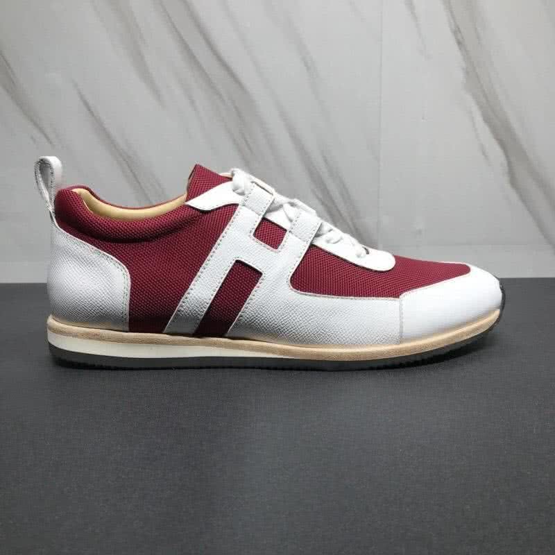 Hermes Fashion Comfortable Shoes Cowhide White And Red Men 5