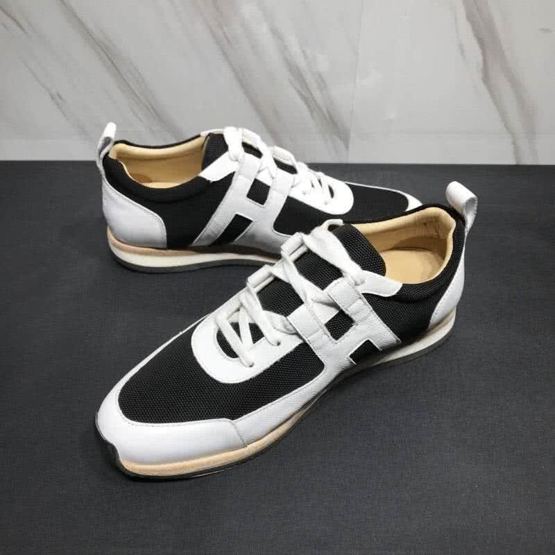 Hermes Fashion Comfortable Shoes Cowhide White And Black Men 4
