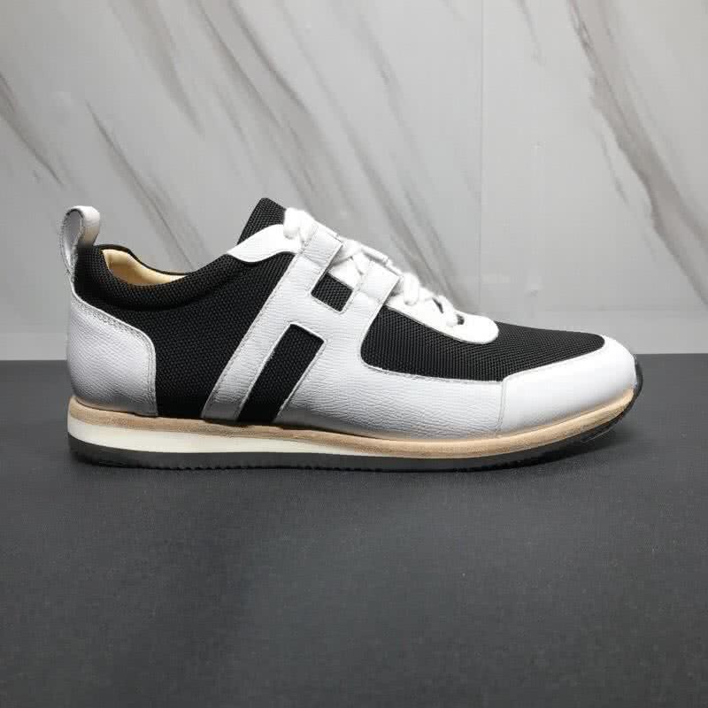 Hermes Fashion Comfortable Shoes Cowhide White And Black Men 5