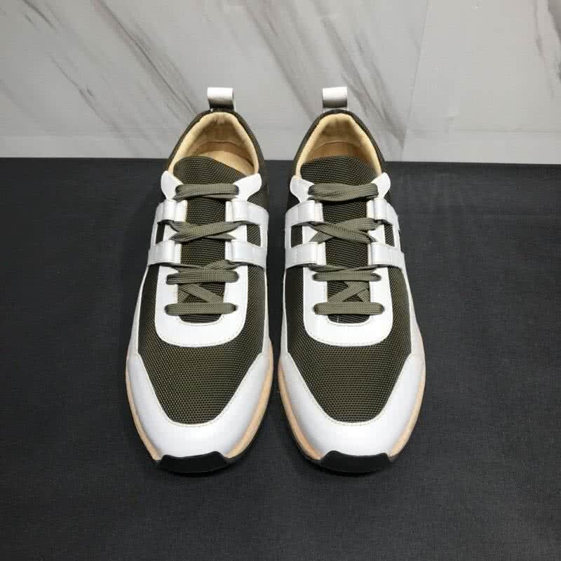 Hermes Fashion Comfortable Shoes Cowhide White And Green Men 2