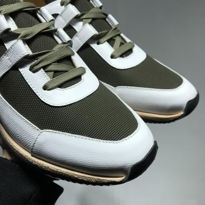 Hermes Fashion Comfortable Shoes Cowhide White And Green Men 6