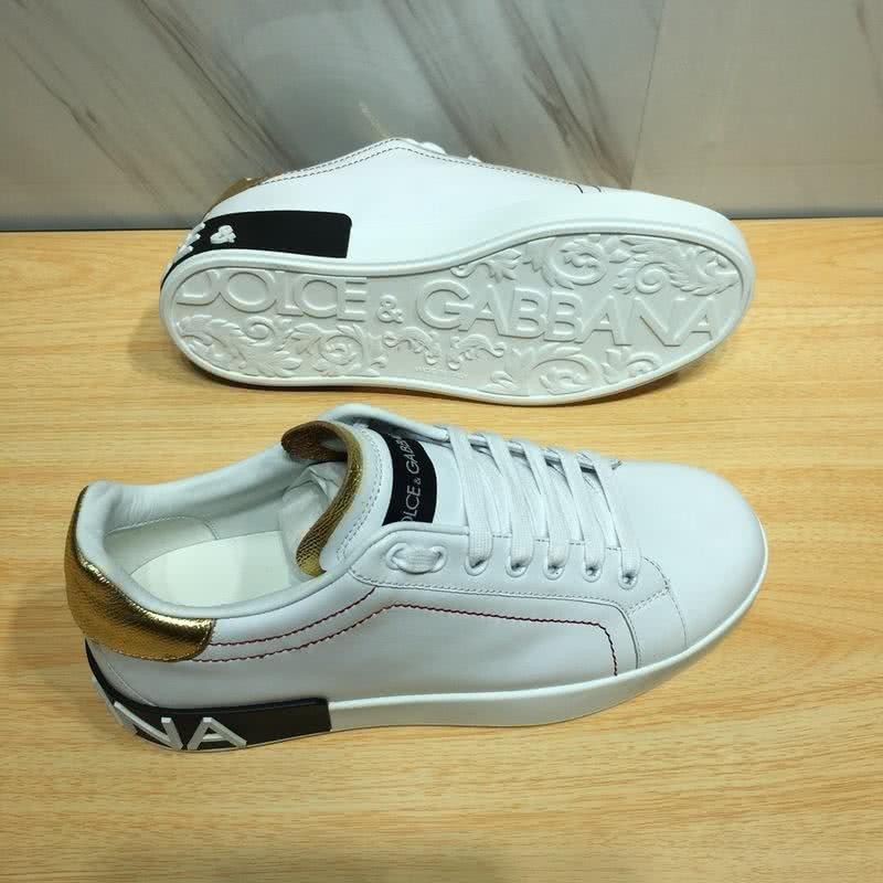 Dolce & Gabbana Sneakers Leather White Letters White Golden Black Men 7