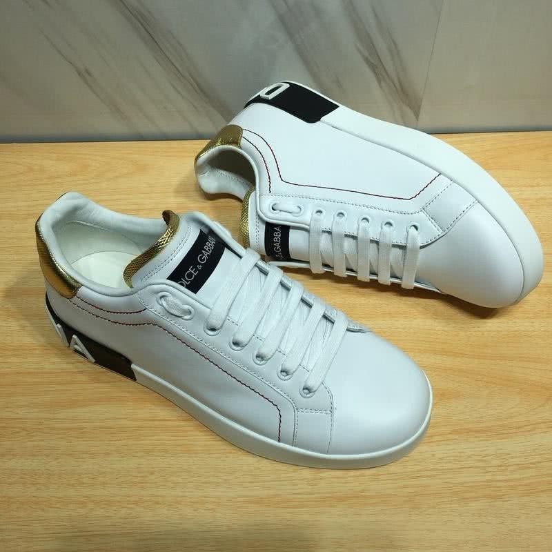 Dolce & Gabbana Sneakers Leather White Letters White Golden Black Men 9