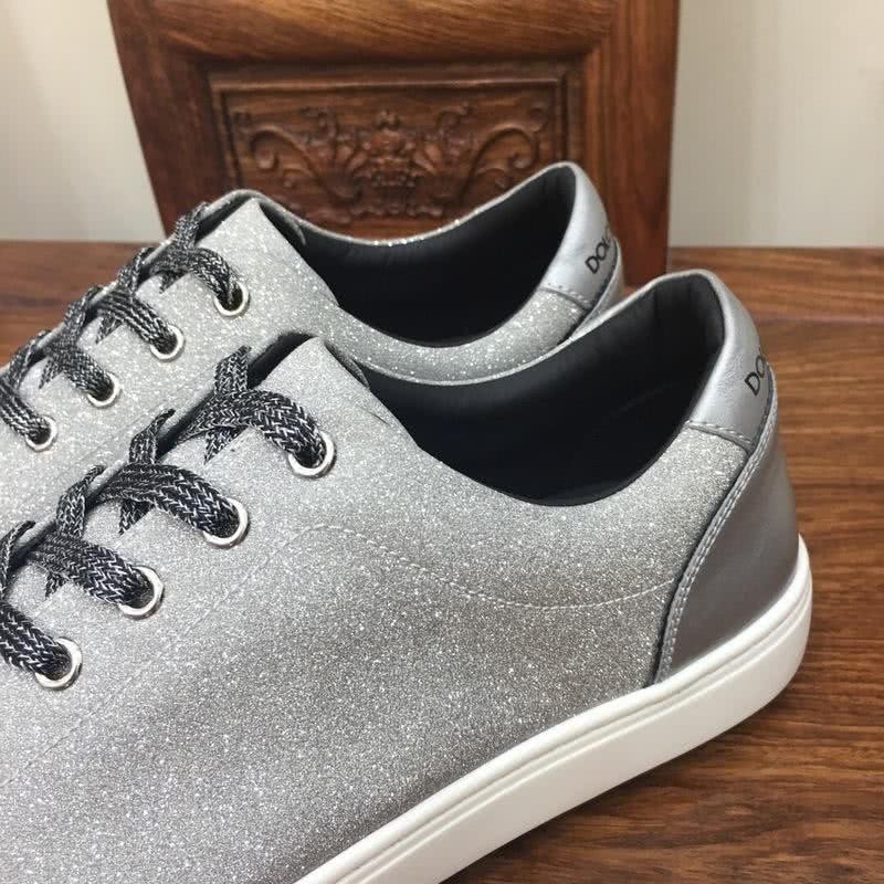 Dolce & Gabbana Sneakers Glitter Grey Upper White Sole Men 6