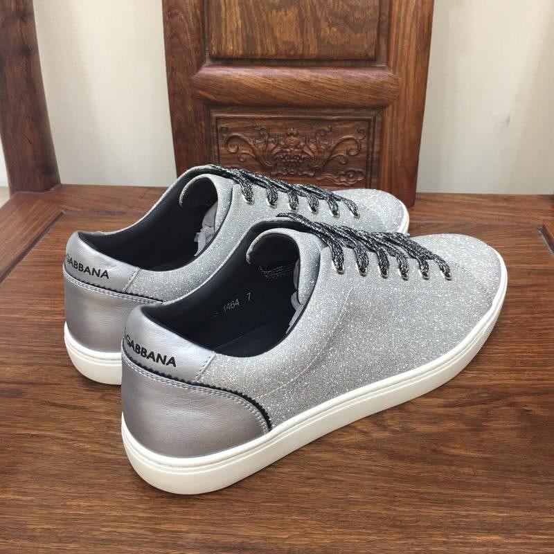 Dolce & Gabbana Sneakers Glitter Grey Upper White Sole Men 8