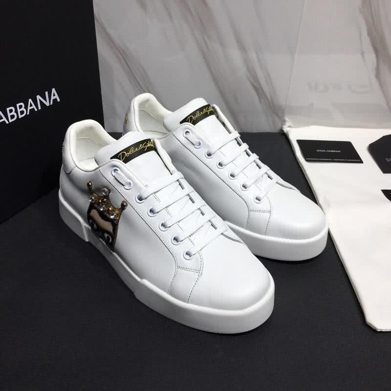 Dolce & Gabbana Sneakers Leather Ctystal Crown White Men 3