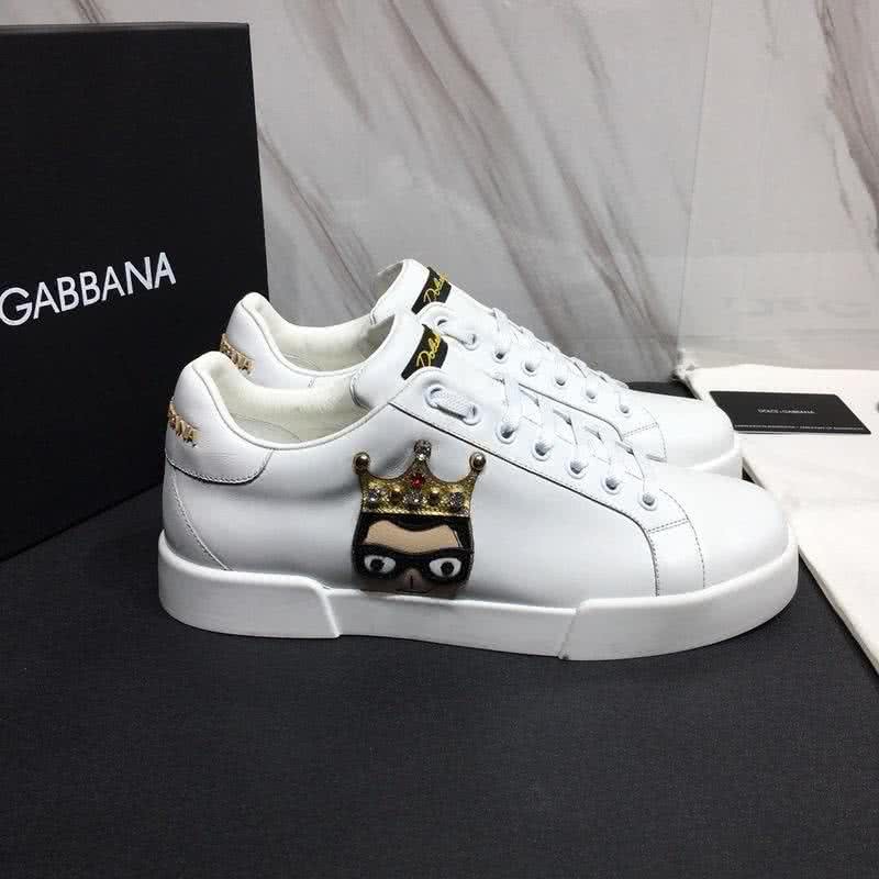 Dolce & Gabbana Sneakers Leather Ctystal Crown White Men 4
