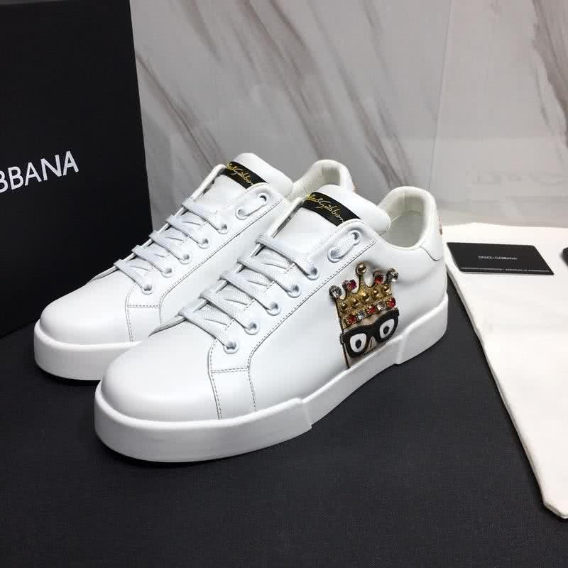Dolce & Gabbana Sneakers Leather Ctystal Crown White Men 1