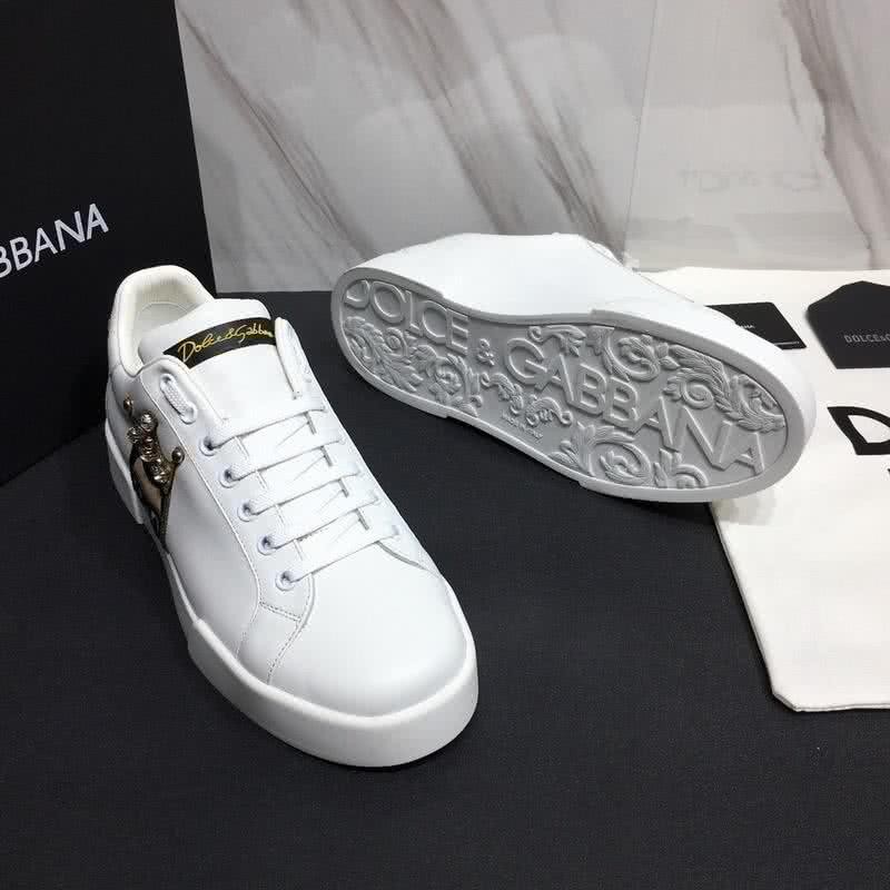 Dolce & Gabbana Sneakers Leather Ctystal Crown White Men 7