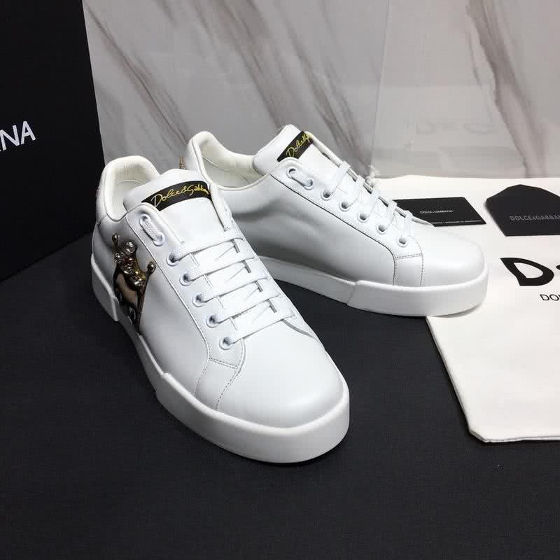Dolce & Gabbana Sneakers Leather Ctystal Crown White Men 8