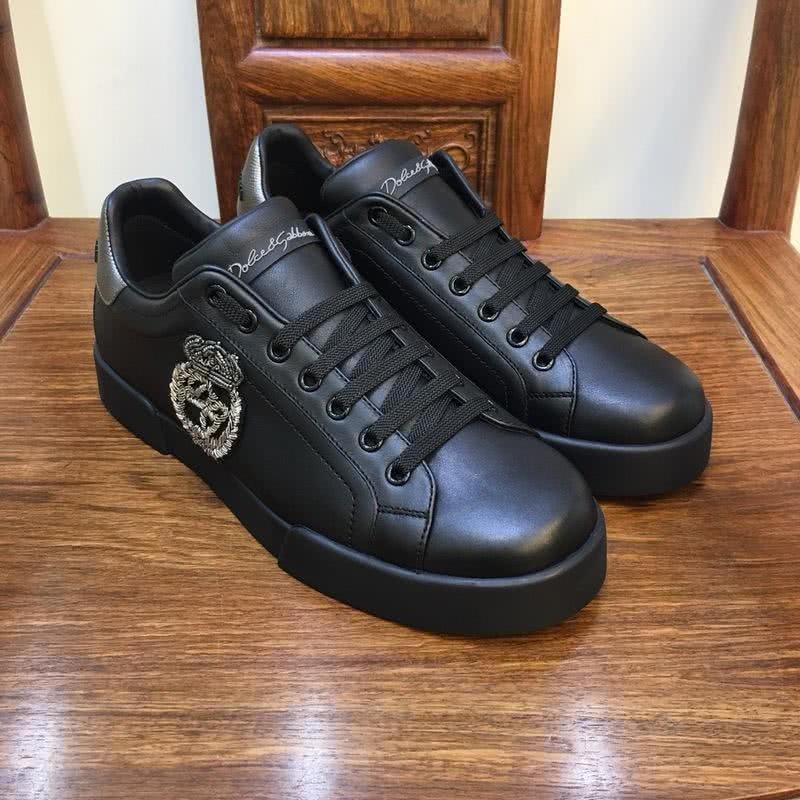 Dolce & Gabbana Sneakers Leather Black Golden Men 3