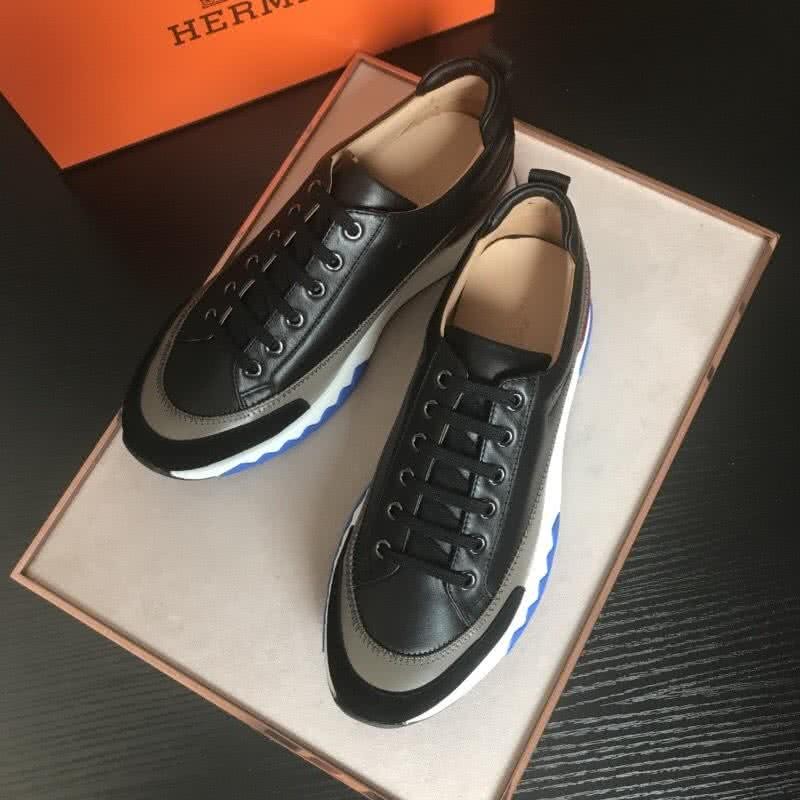 Hermes Fashion Comfortable Shoes Cowhide Green And Black Men 3